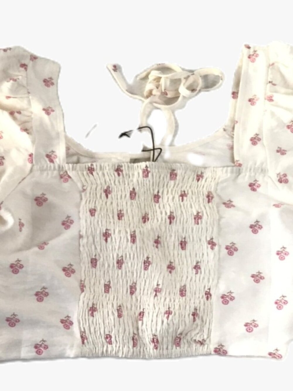 Glamorous Puff Sleeve Floral Crop Top • Pink Cream • Size 6 • NWT - Picture 6 of 12